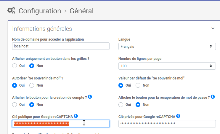 Clé reCAPTCHA