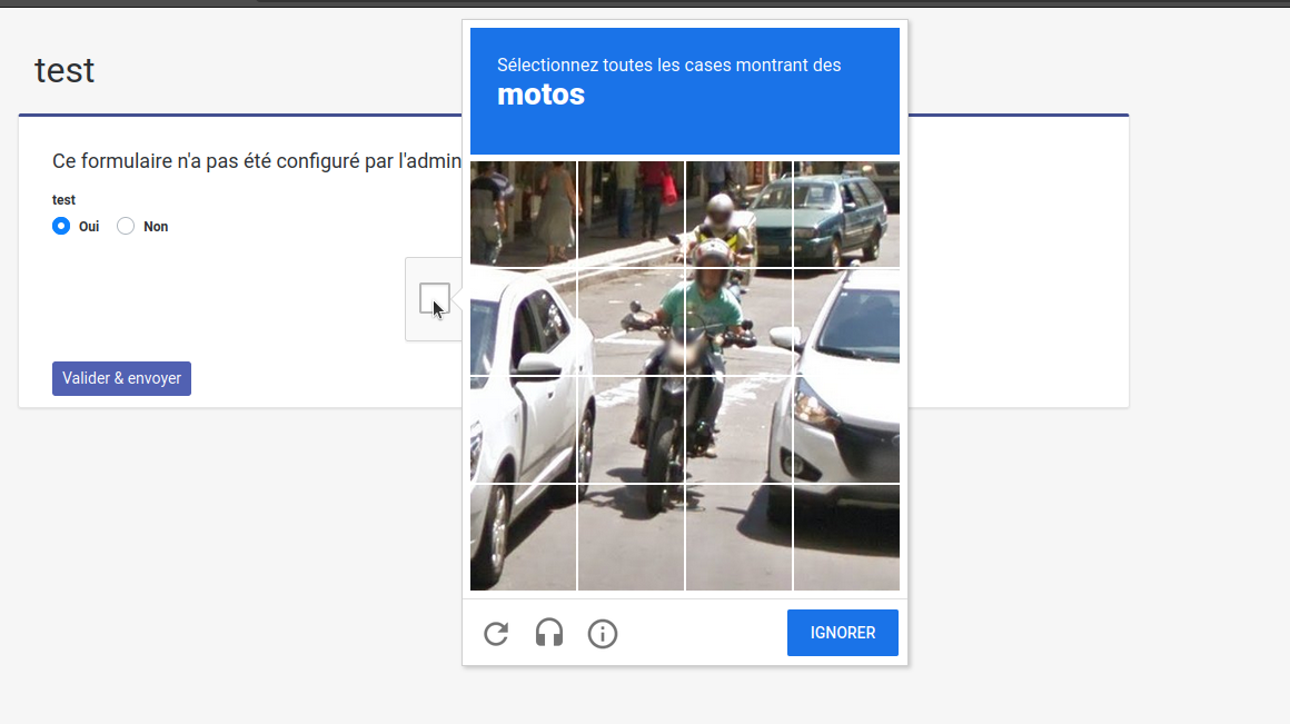 reCAPTCHA test sur formualaire