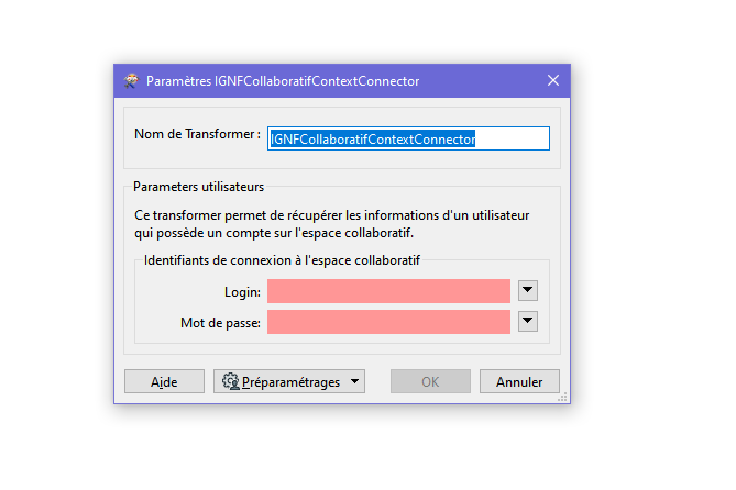 IGNFCollaboratifContextConnector parameters