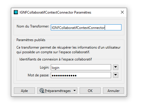 IGNFCollaboratifContextConnector parameters