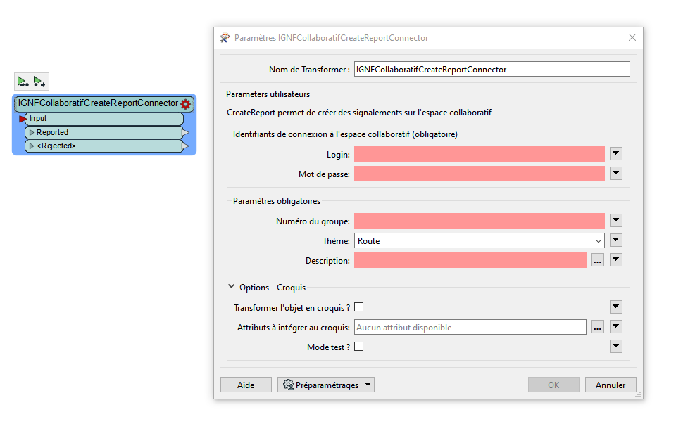 IGNFCollaboratifCreateReportConnector configuration