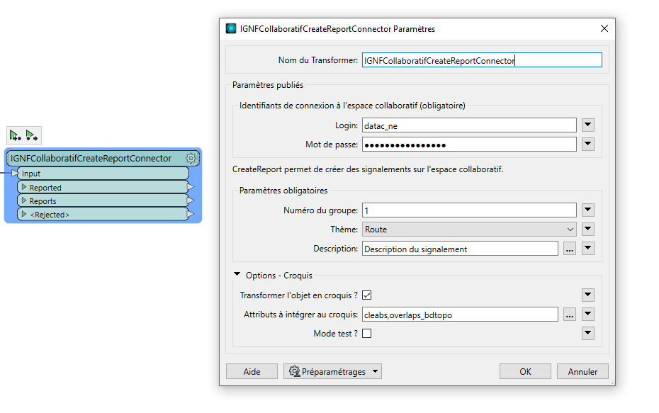 IGNFCollaboratifCreateReportConnector configuration