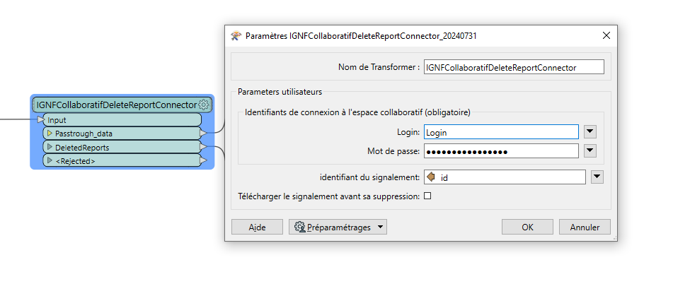 IGNFCollaboratifDeleteReportConnector configuration