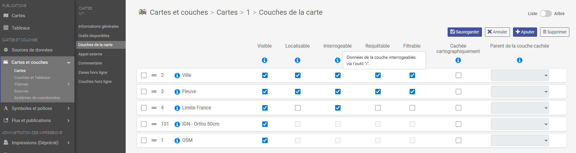 Activation interrogation couche