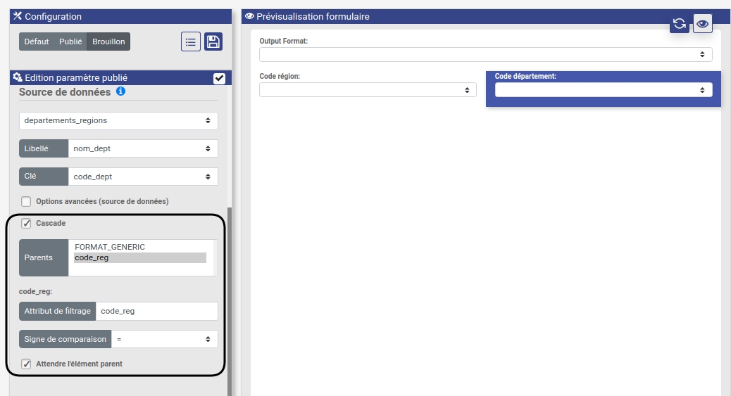 Listes cascade sur vMap