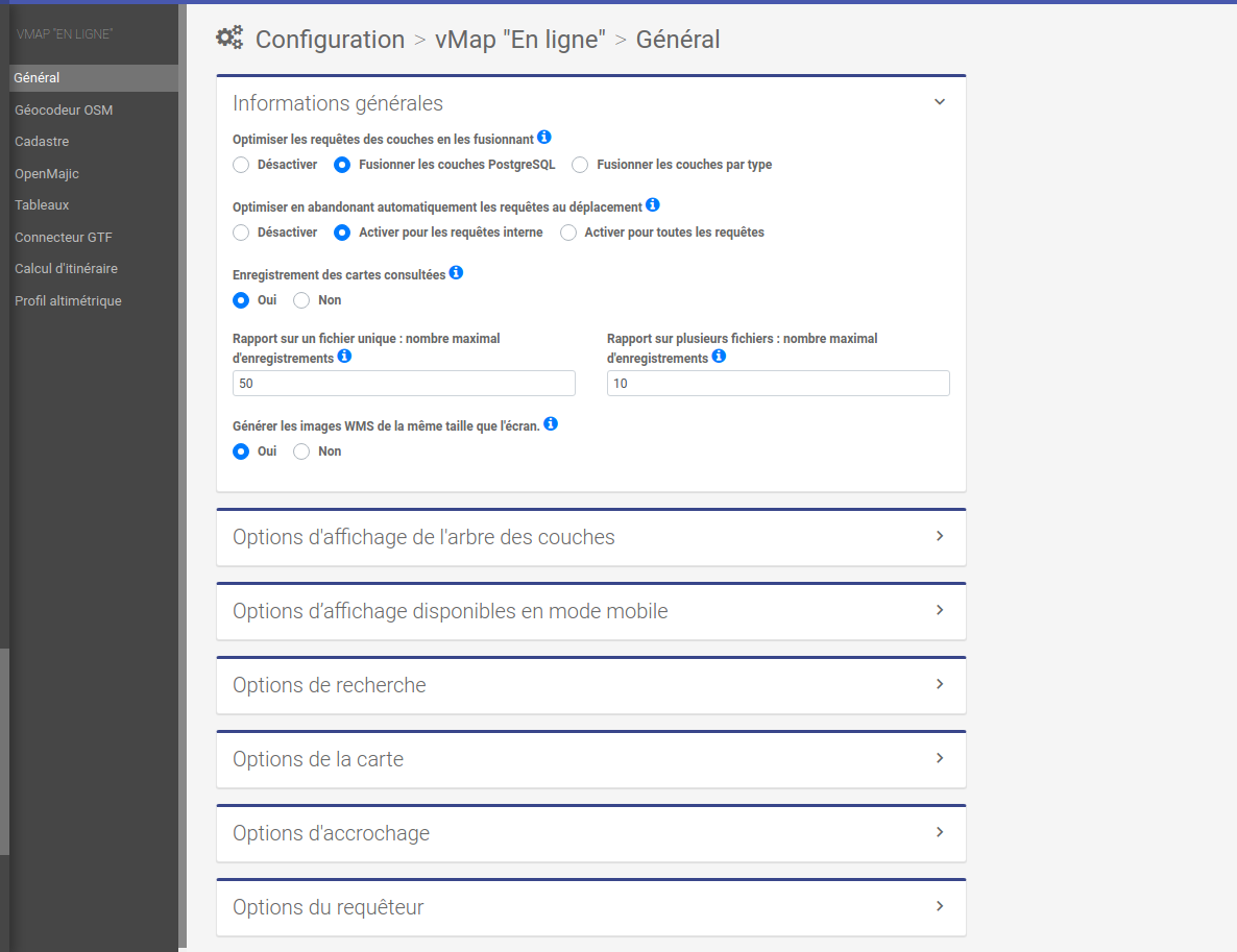 Page de configuration générale