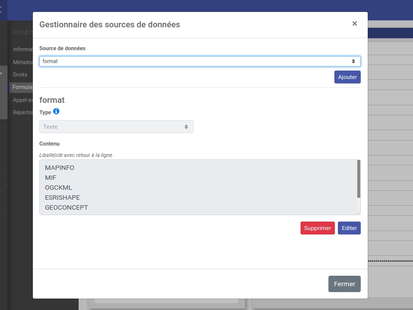 Sources de données sur vMap