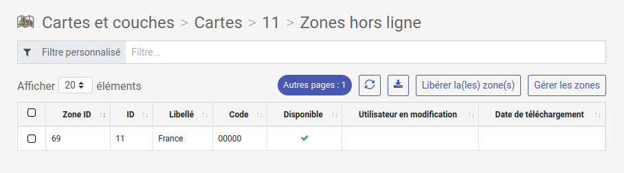 Zones disponible 