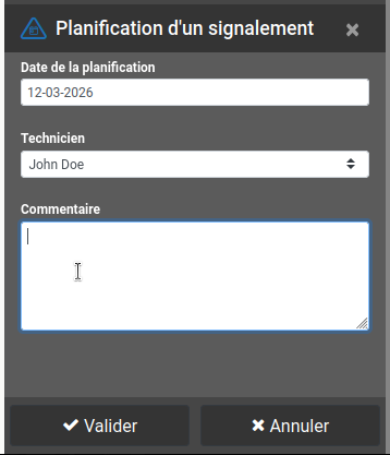 Formulaire de planification