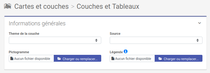Configuration des nformations générales pour une couche géométrie