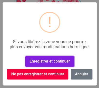Libération d'une zone par l'administrateur