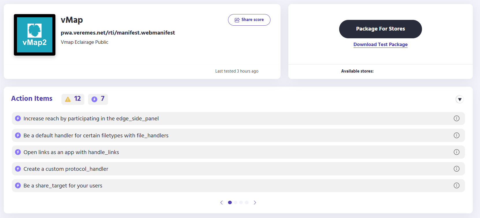 PWA interface