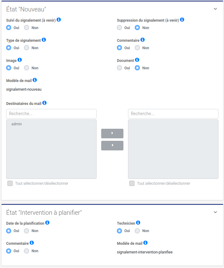 Onglet Étapes du workflow d'un signalement 1