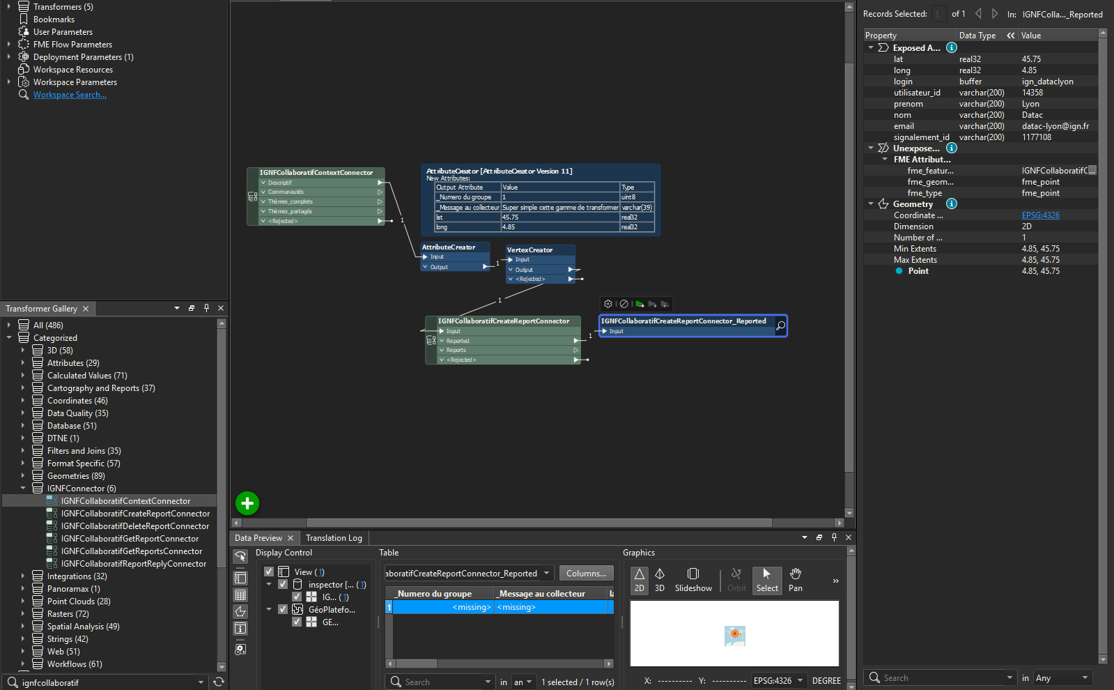 IGNFCollaboratifCreateReportConnector workflow