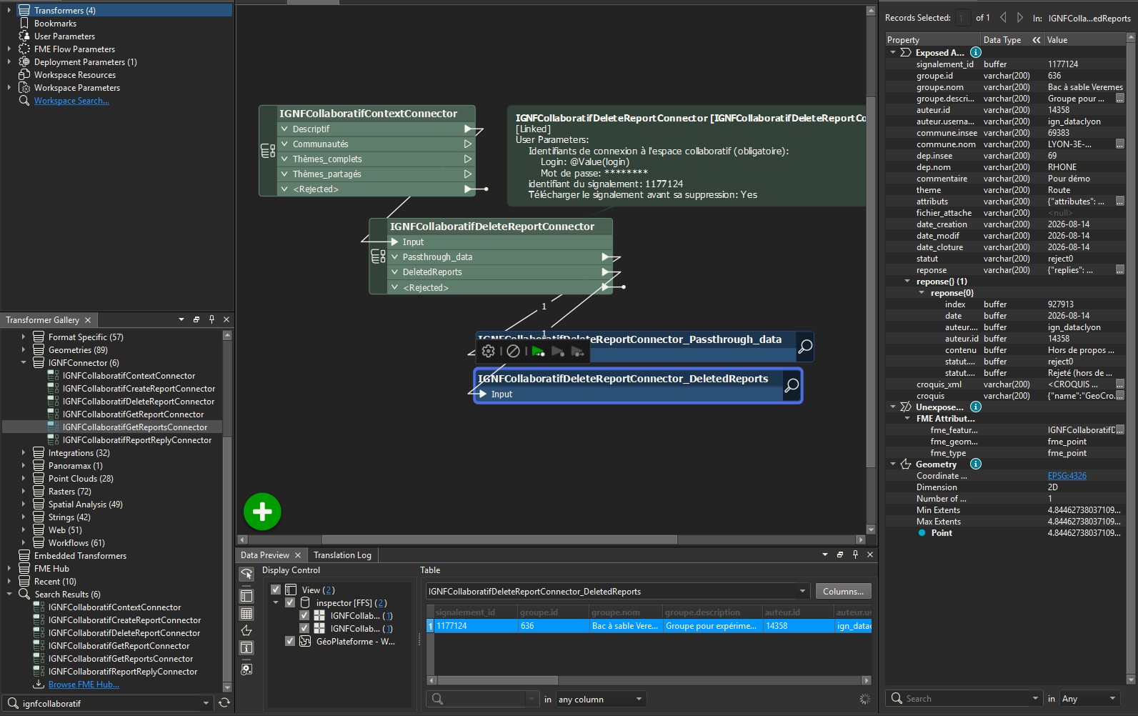 IGNFCollaboratifDeleteReportConnector workflow