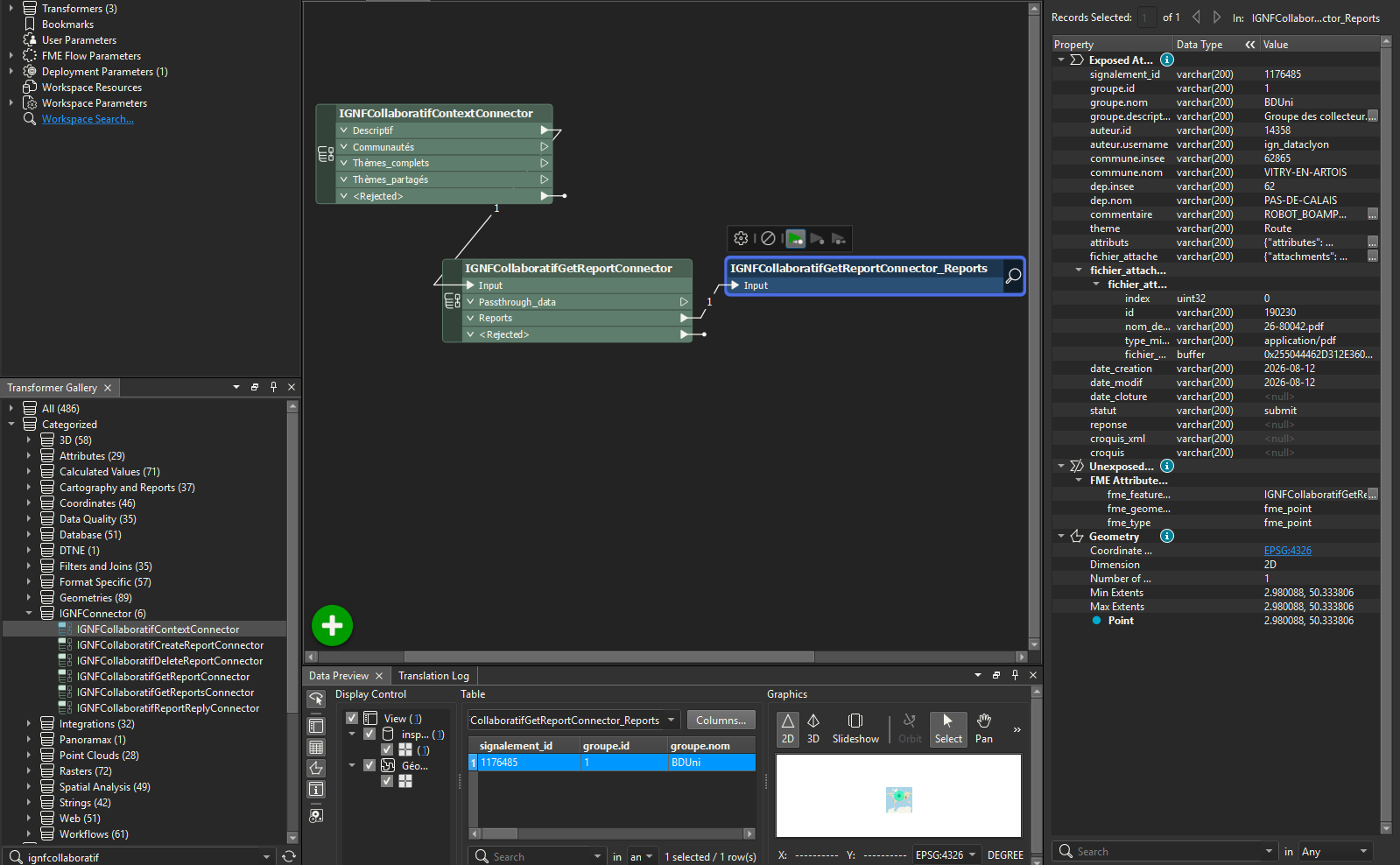 IGNFCollaboratifGetReportConnector workflow