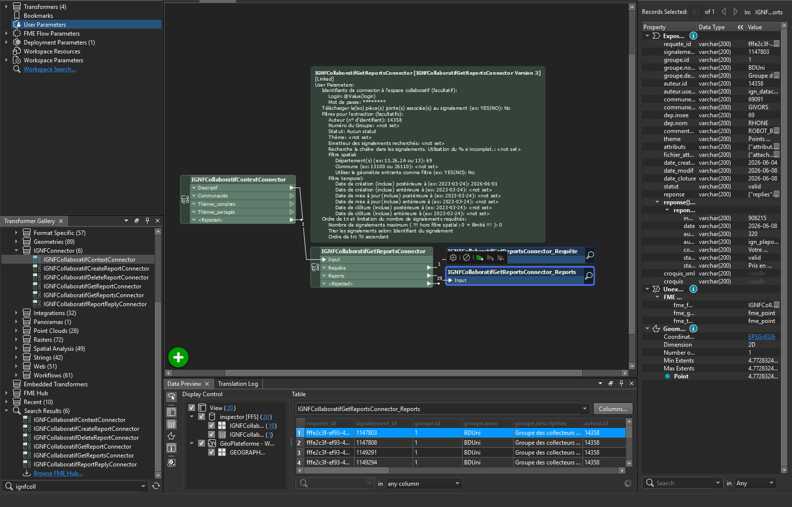 IGNFCollaboratifGetReportsConnector workflow