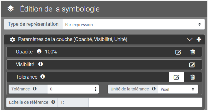 Paramètre Tolérance dans l'édition de la symbologie